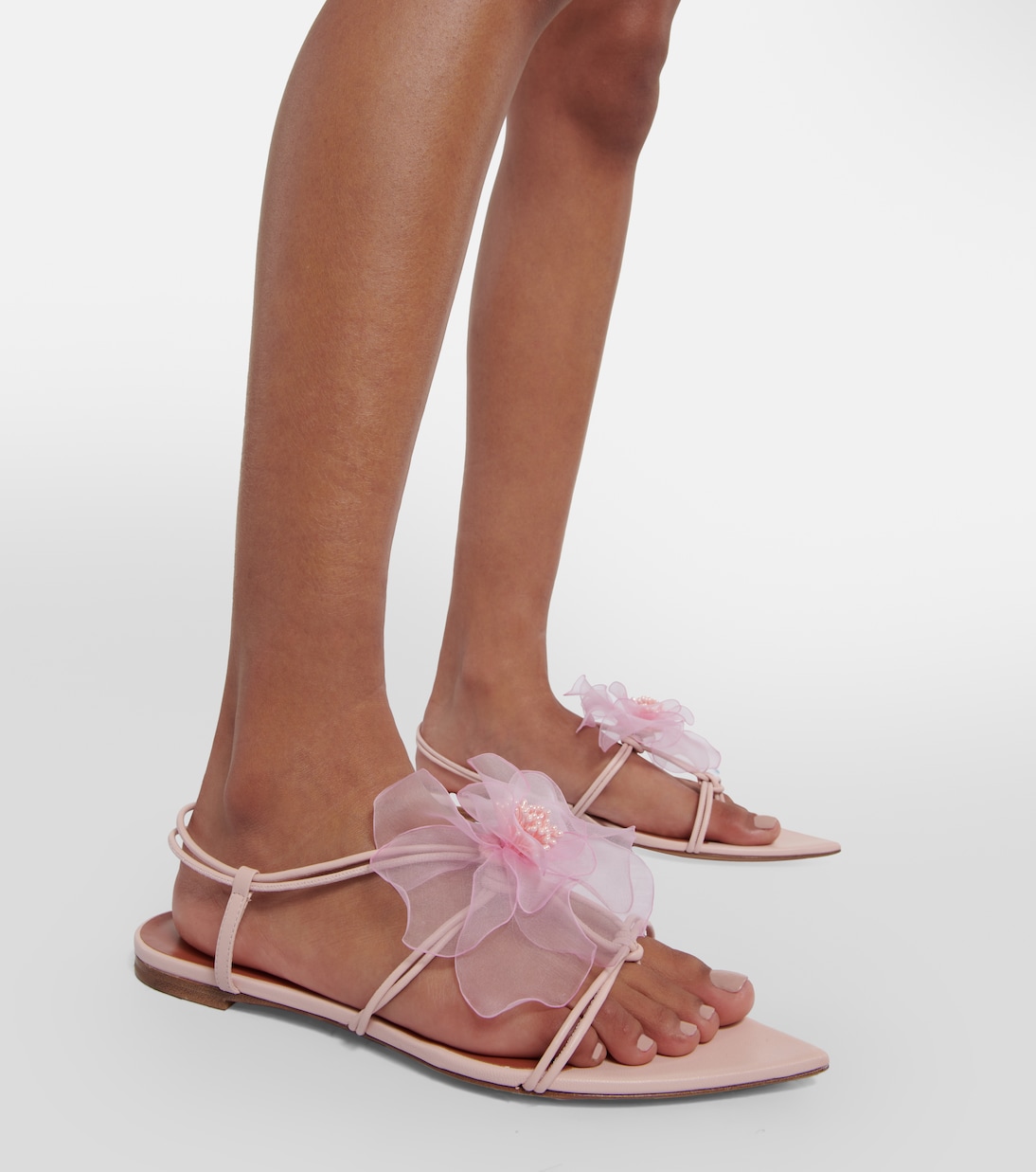 Appliqué leather thong sandals | Nensi Dojaka