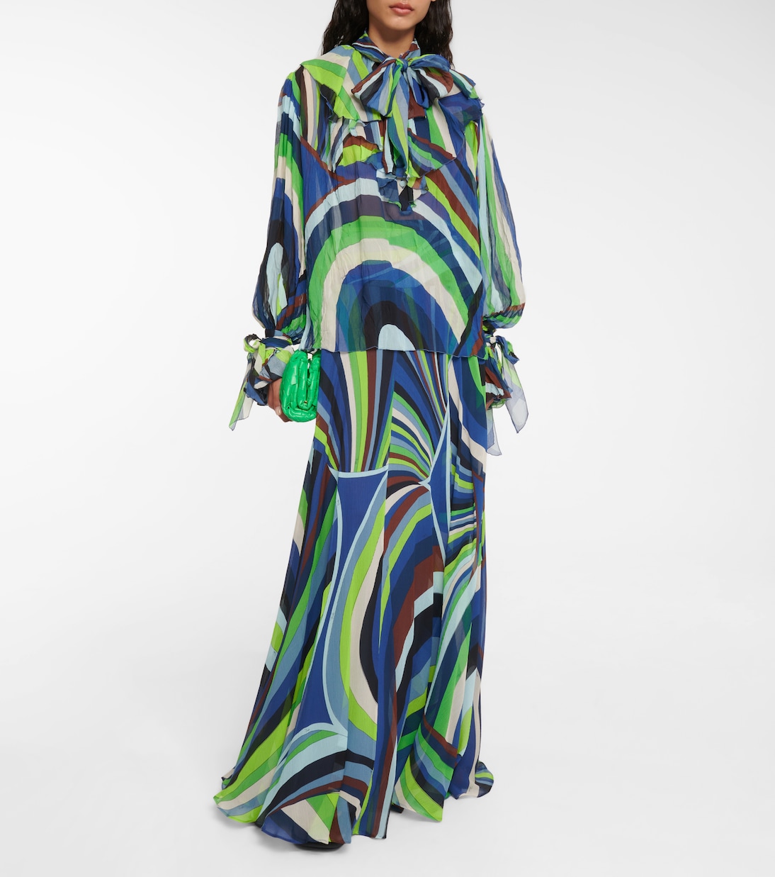 Iride tie-neck silk chiffon blouse | Pucci