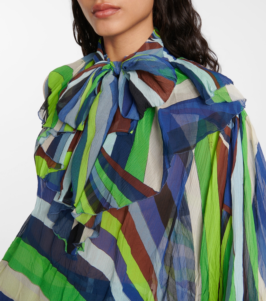 Iride tie-neck silk chiffon blouse | Pucci