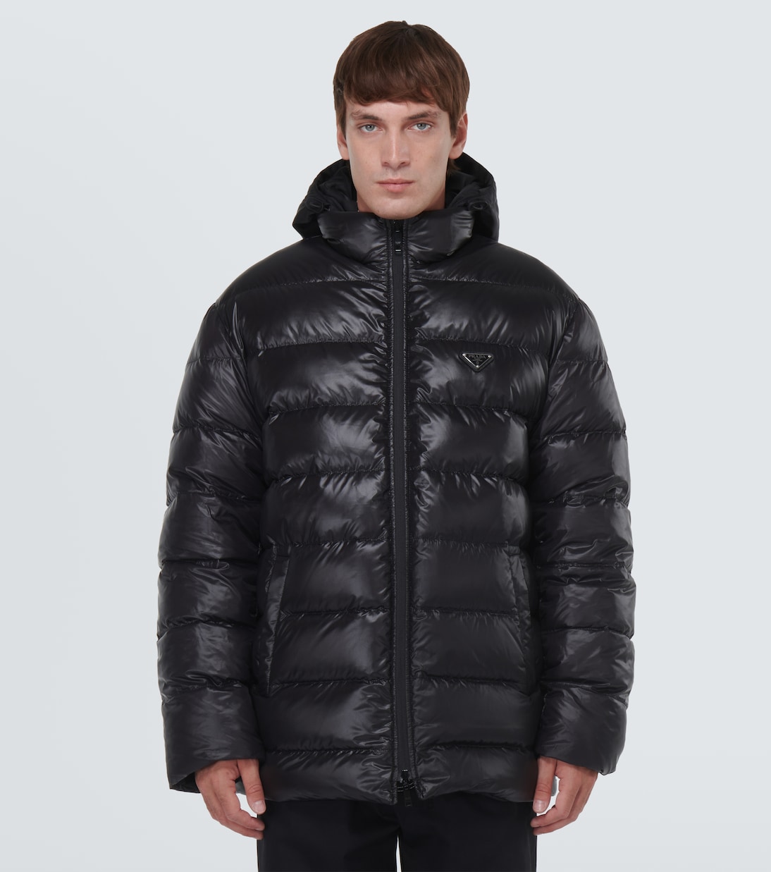 Re Nylon reversible puffer jacket in black Prada Mytheresa