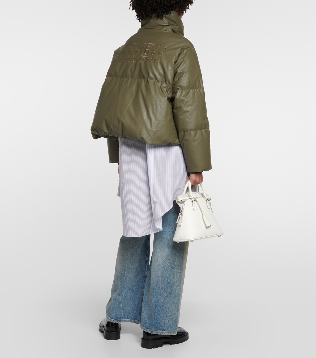 Oversize-Daunenjacke aus Lederimitat | MM6 Maison Margiela