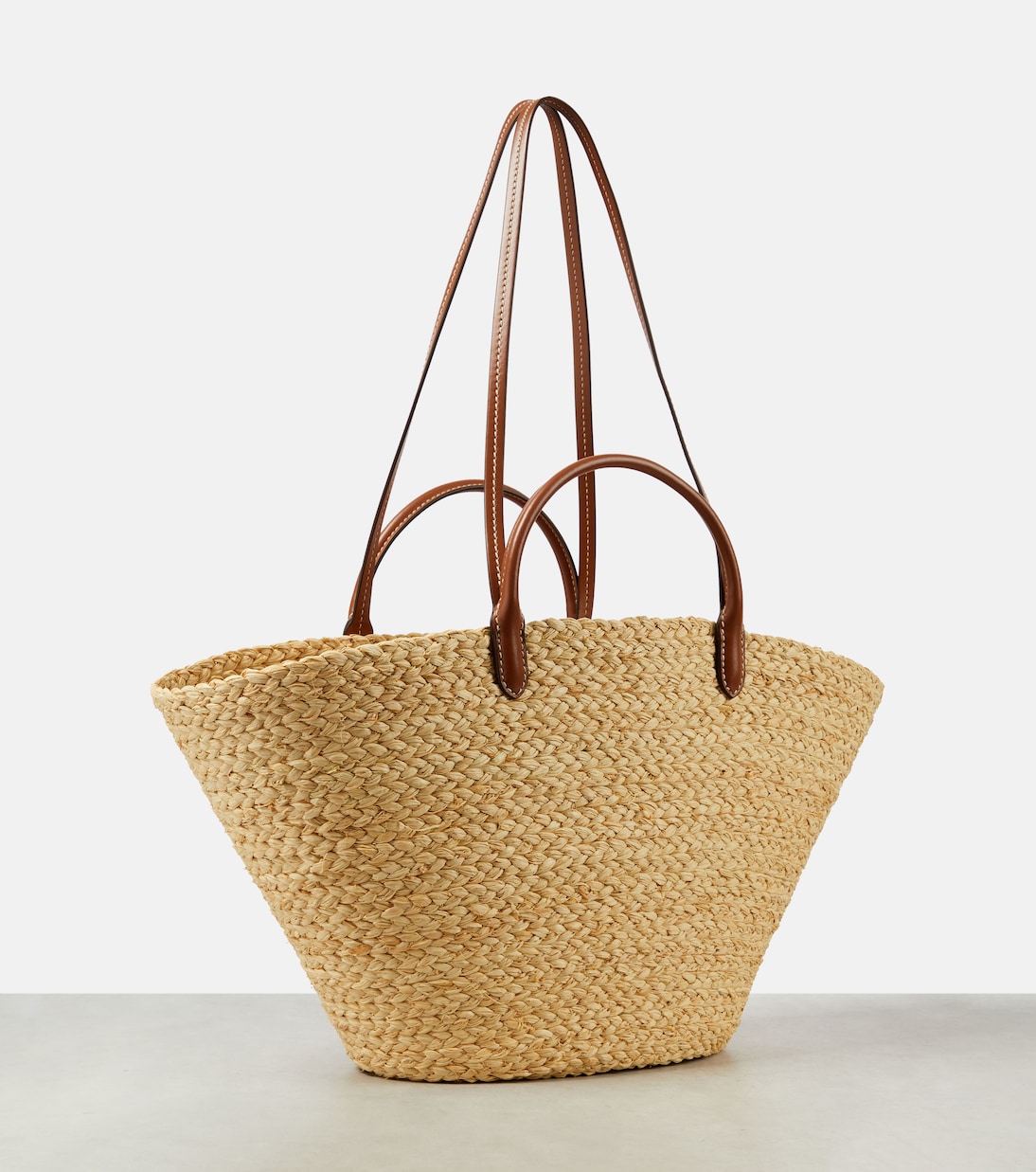 Shopper in rafia con pelle | Prada