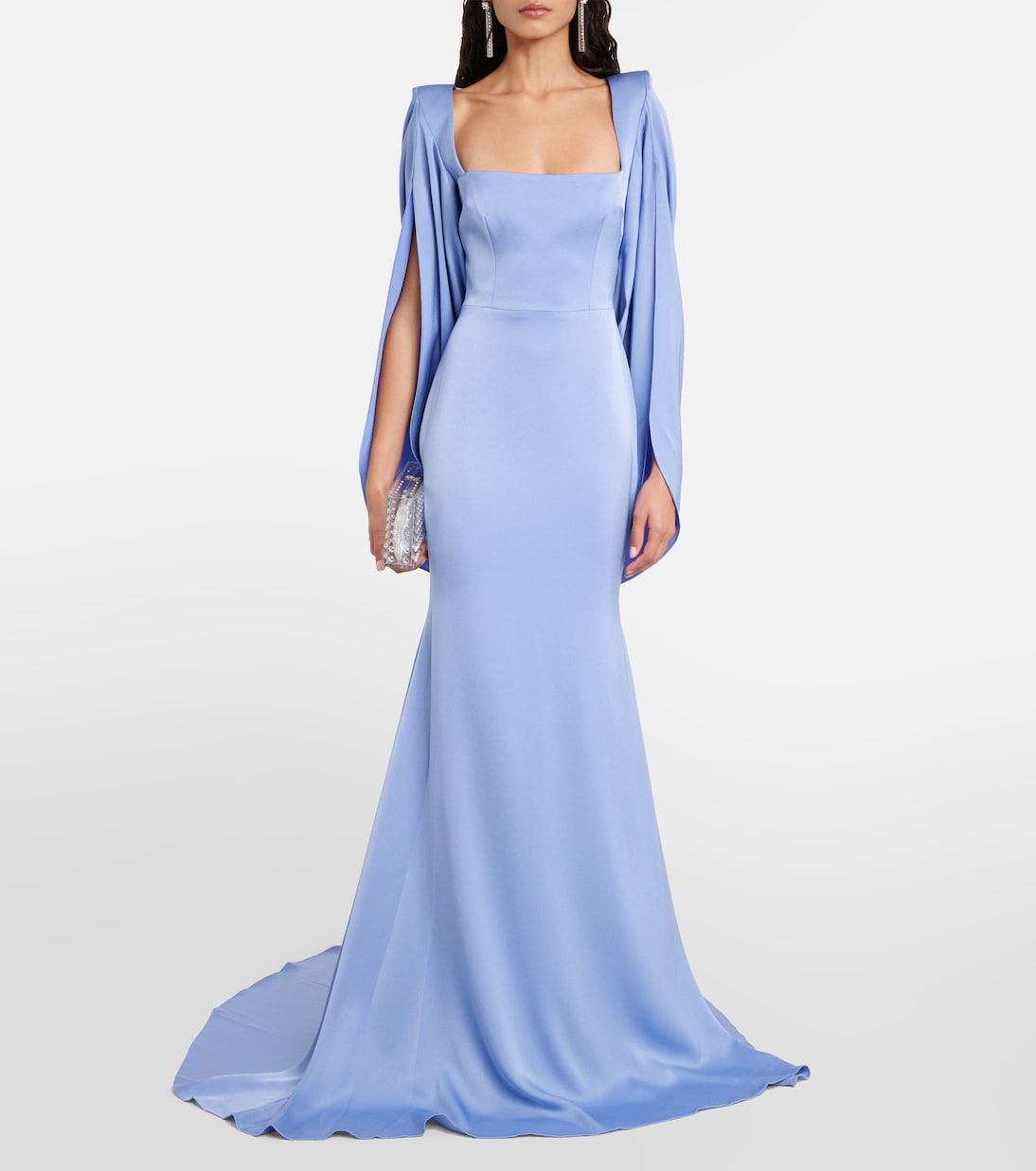 Caped crêpe satin gown | Alex Perry