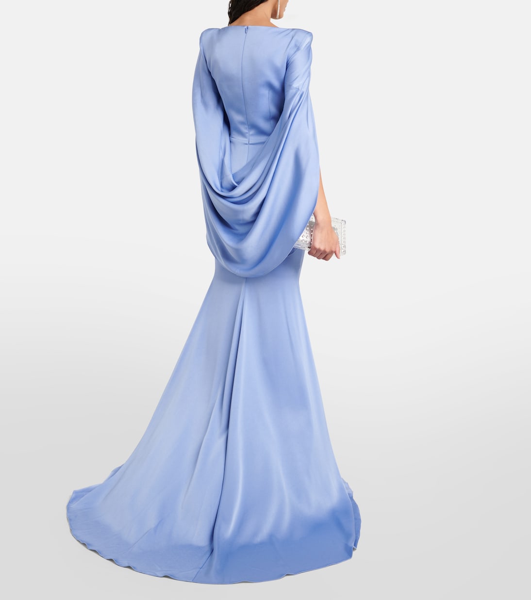 Caped crêpe satin gown | Alex Perry