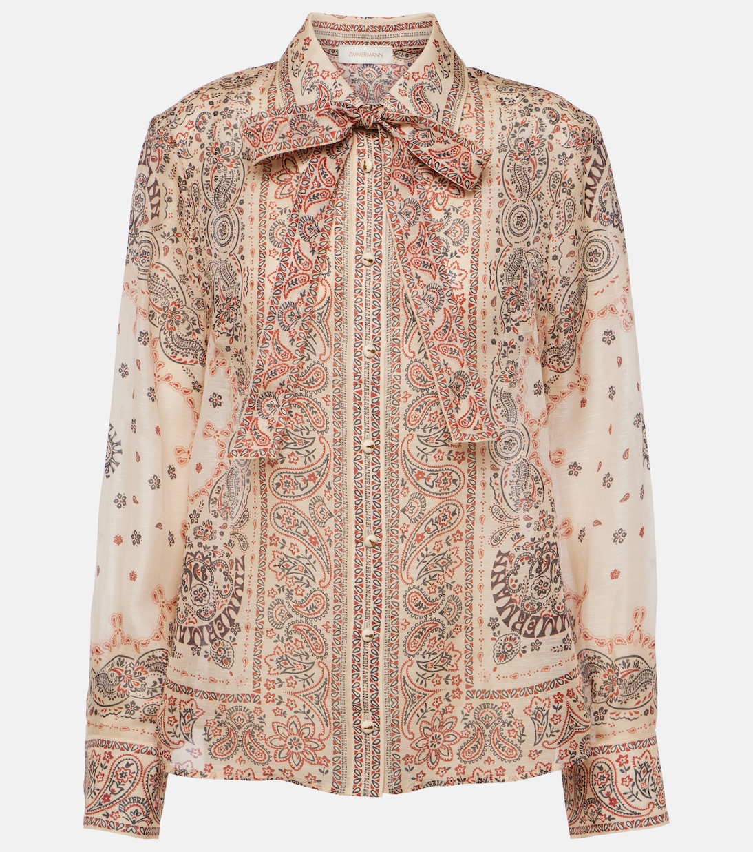 Matchmaker printed linen and silk blouse | Zimmermann