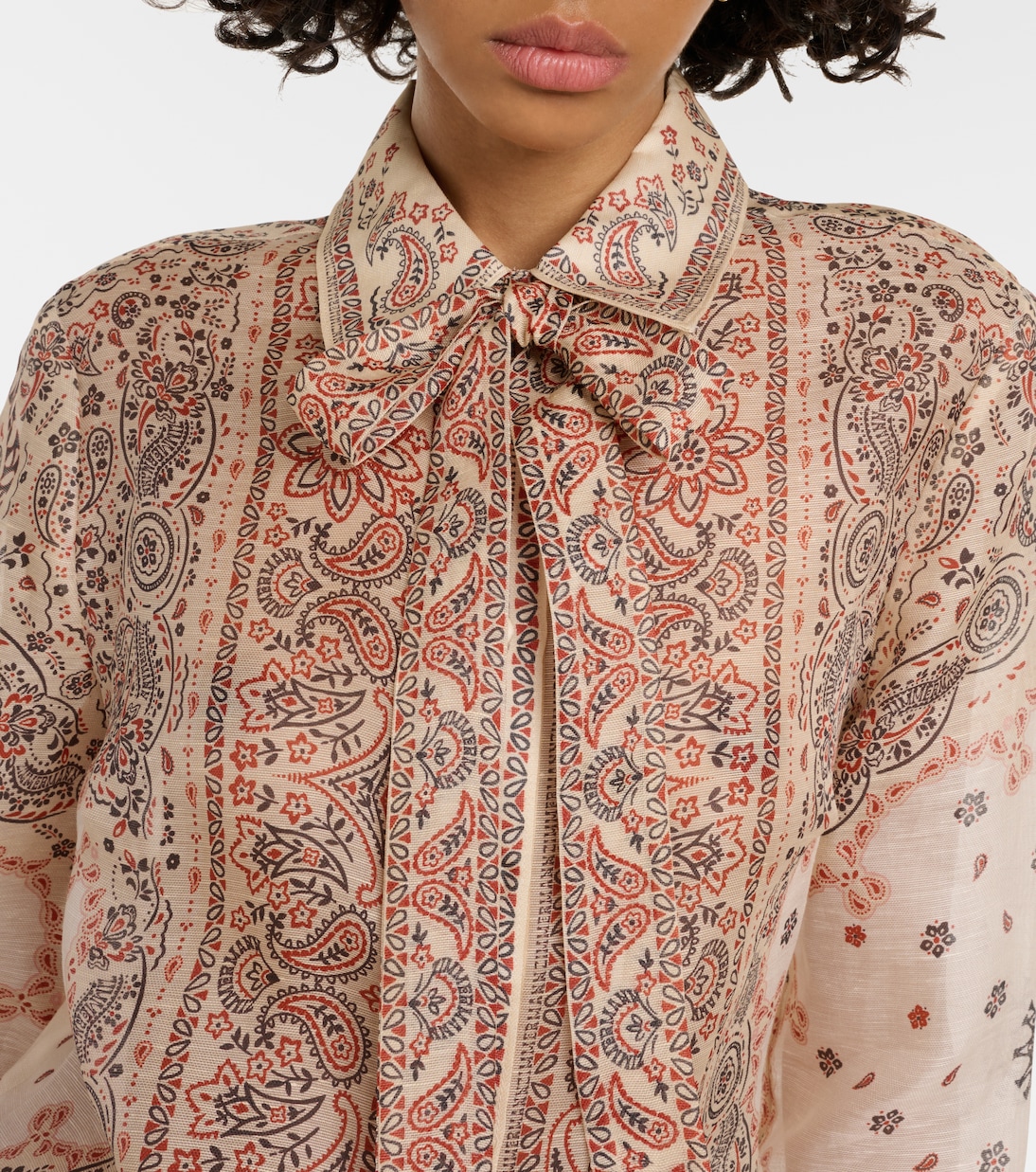 Matchmaker printed linen and silk blouse | Zimmermann