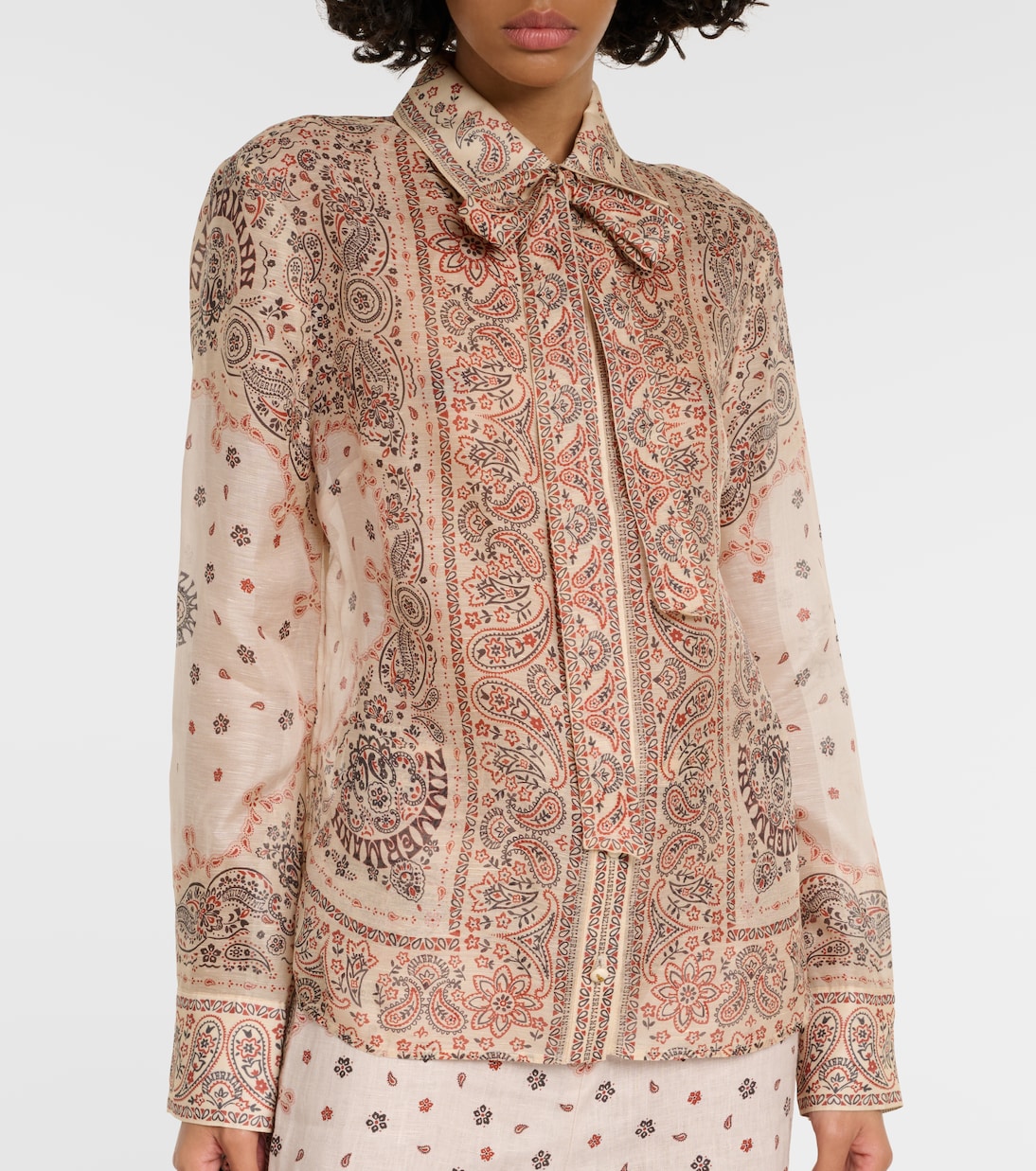 Matchmaker printed linen and silk blouse | Zimmermann