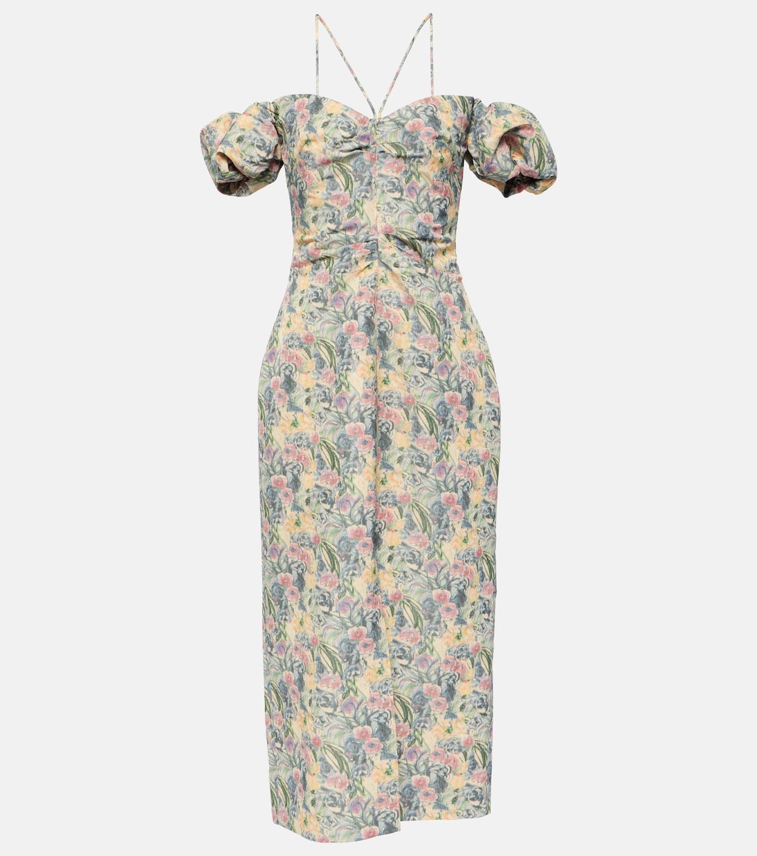 Vestido midi sin tirantes fruncido | Markarian