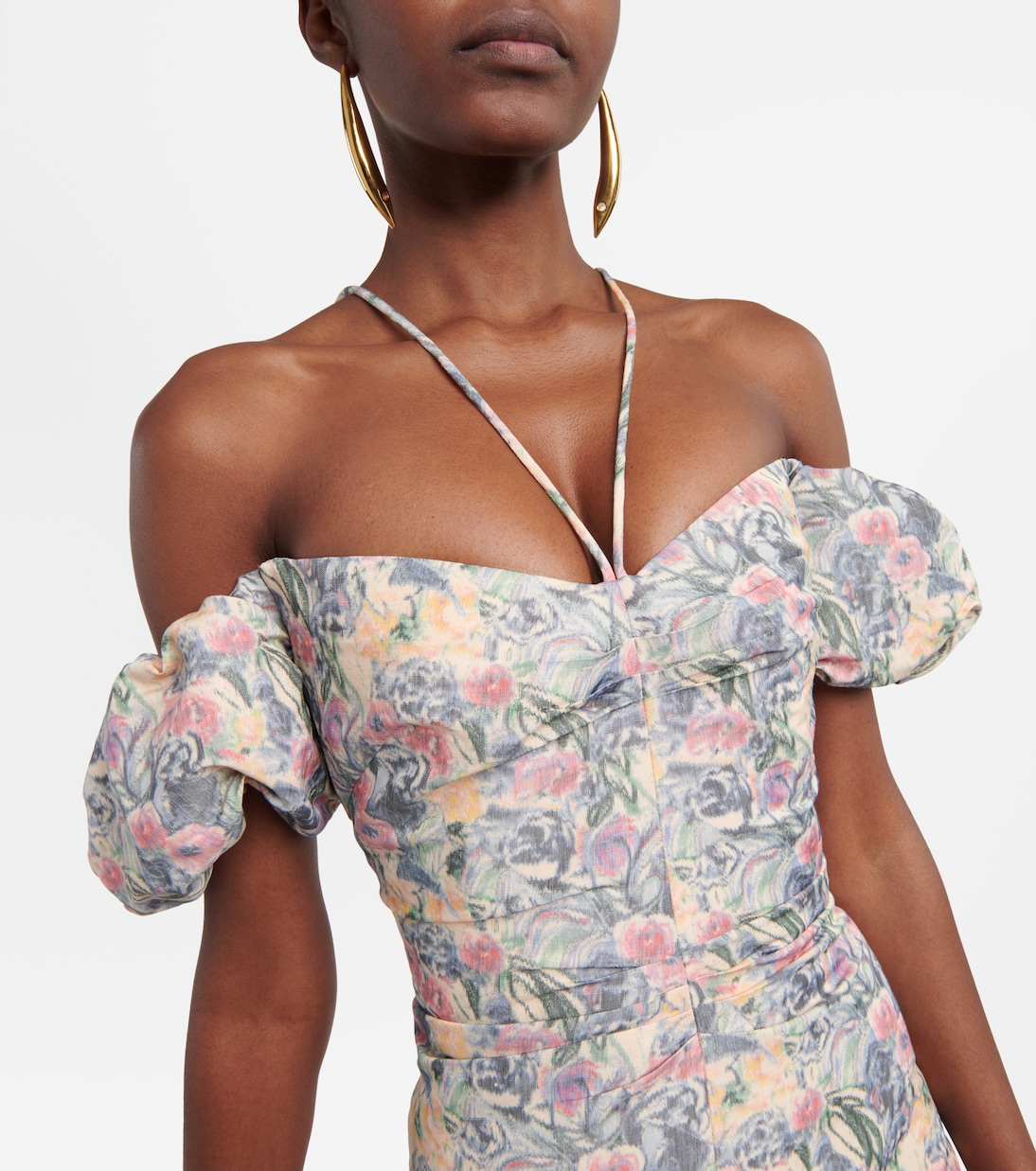 Vestido midi sin tirantes fruncido | Markarian