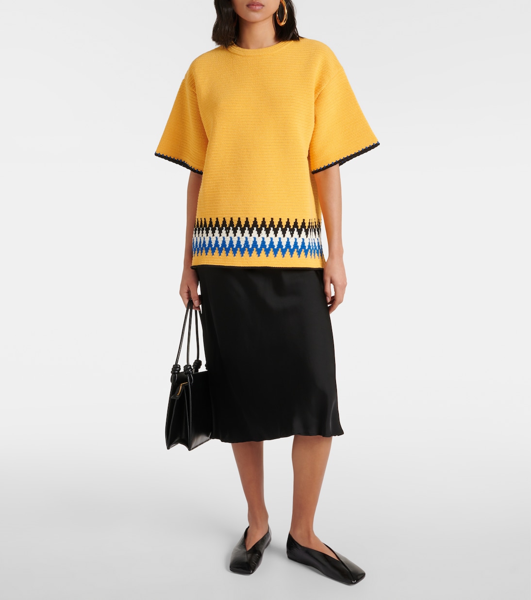 Jacquard-trimmed cotton jersey T-shirt | Jil Sander