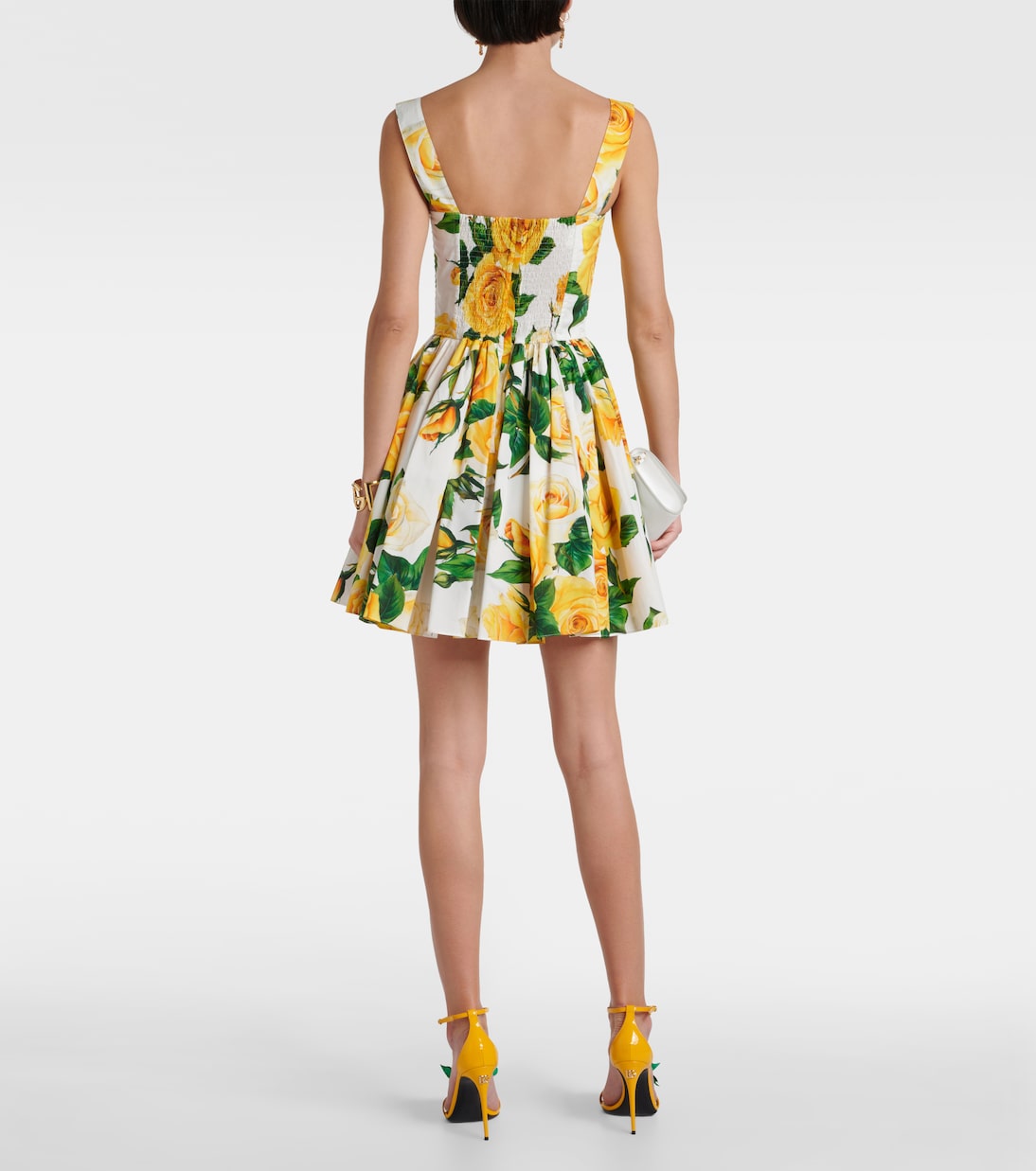 Miniabito in cotone con pieghe e stampa | Dolce&Gabbana