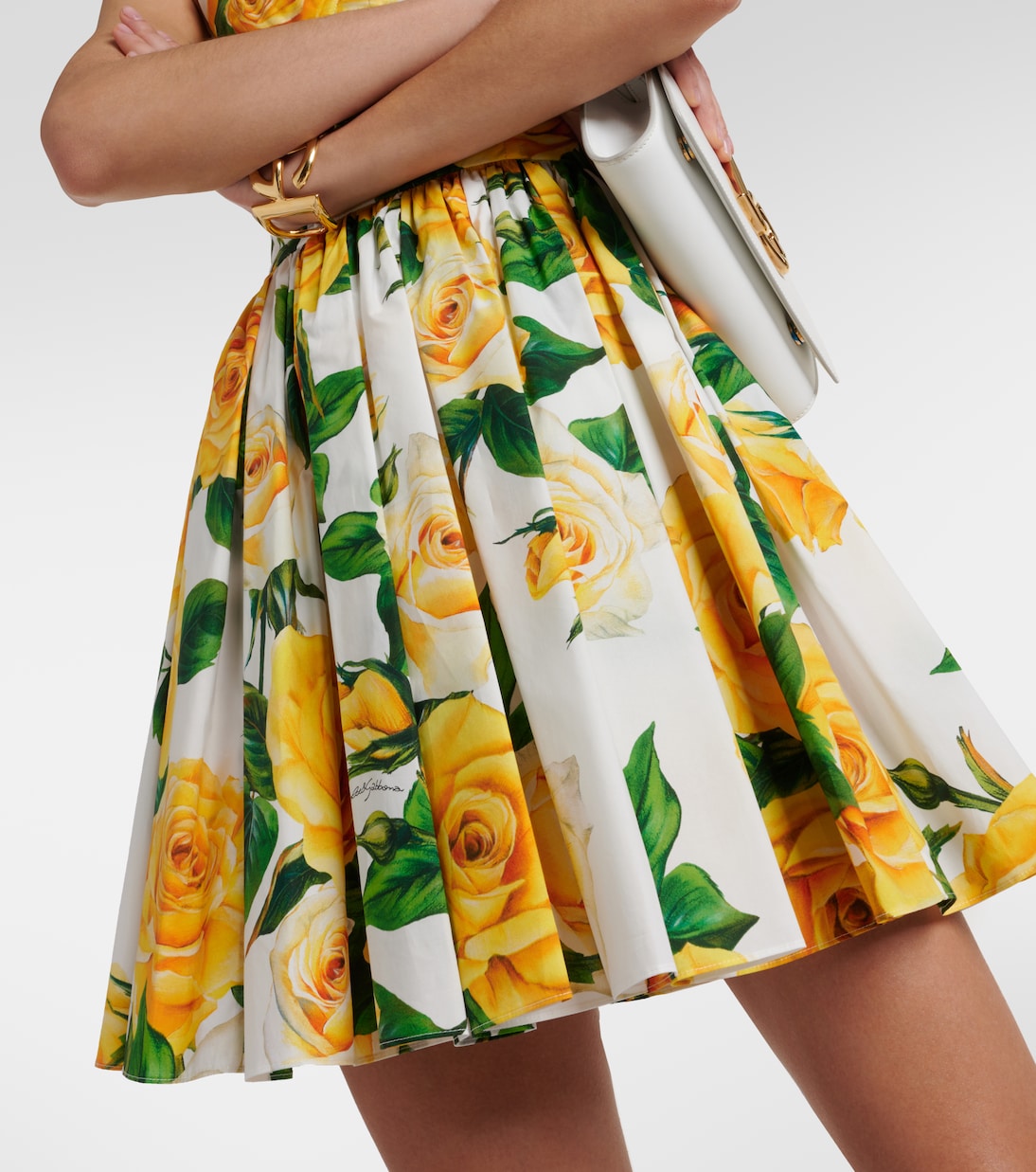 Miniabito in cotone con pieghe e stampa | Dolce&Gabbana