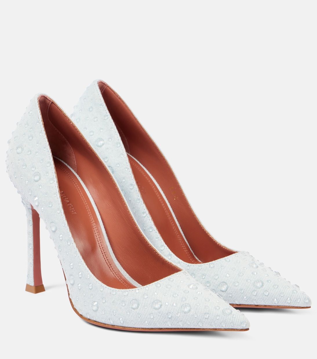 Escarpins Elsa 105 en jean à ornements | Amina Muaddi