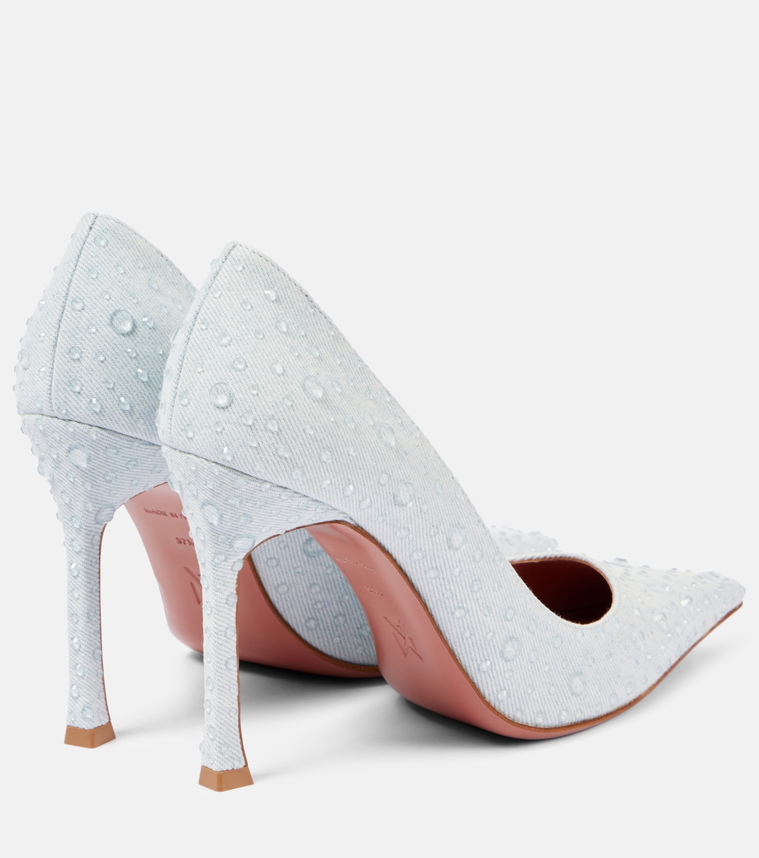Escarpins Elsa 105 en jean à ornements | Amina Muaddi