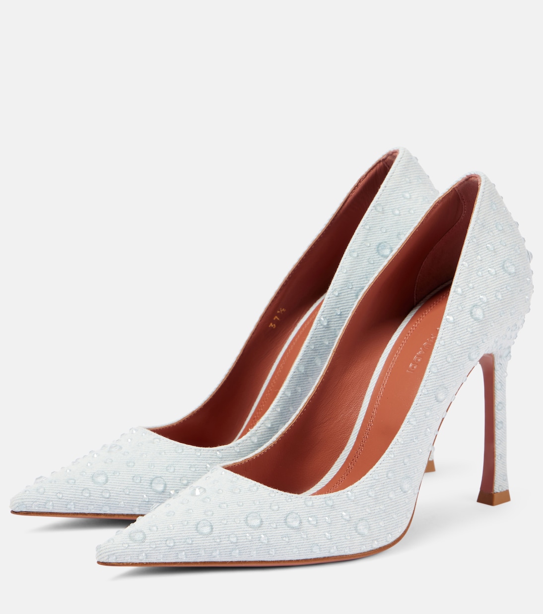 Escarpins Elsa 105 en jean à ornements | Amina Muaddi