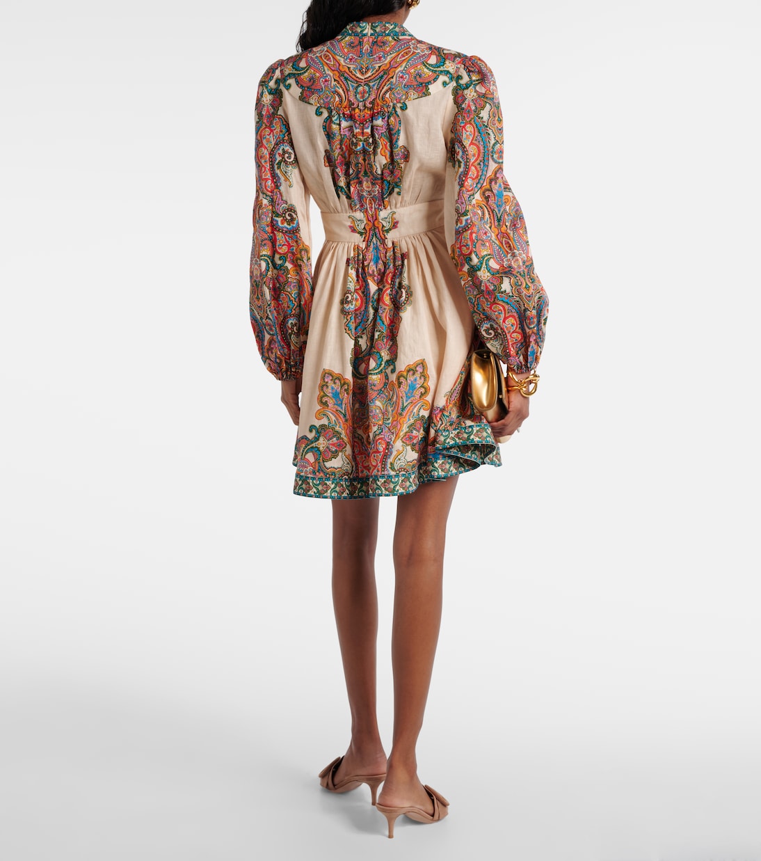 Ottie Plunge paisley linen minidress | Zimmermann