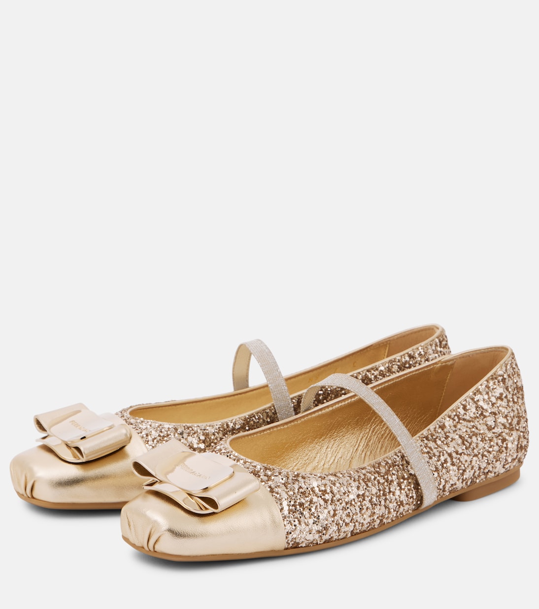 Ballerine Zina con glitter e pelle | Ferragamo