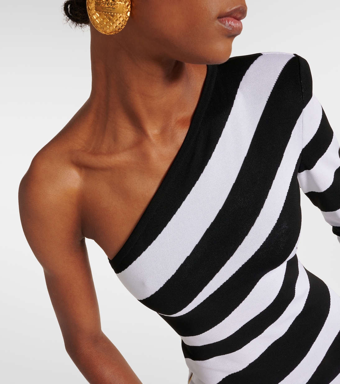 Vestido de fiesta asimétrico a rayas | Balmain