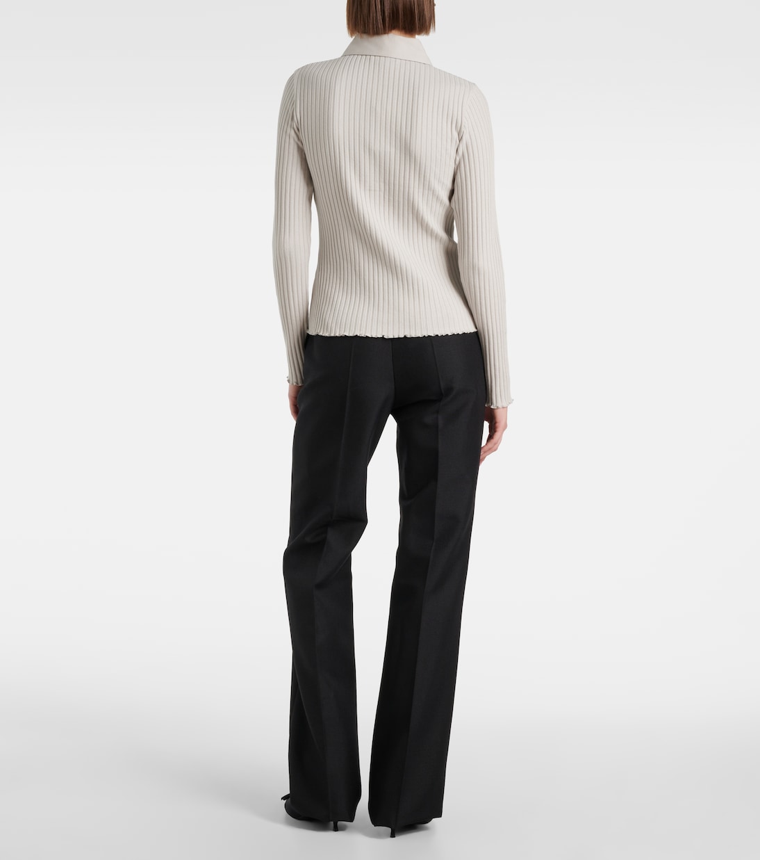 Ribbed-knit cotton-blend polo pullover | Vince