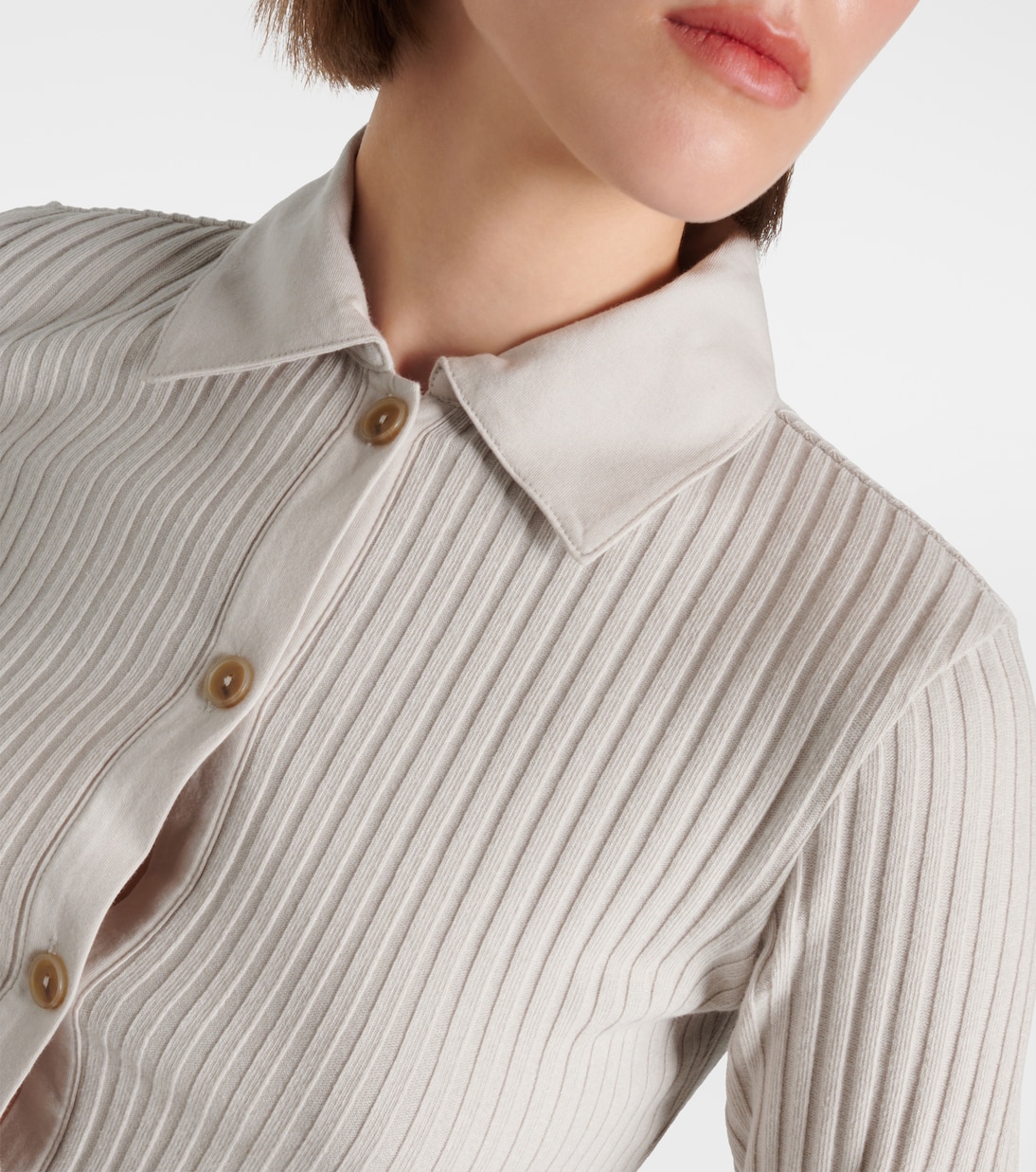 Ribbed-knit cotton-blend polo pullover | Vince