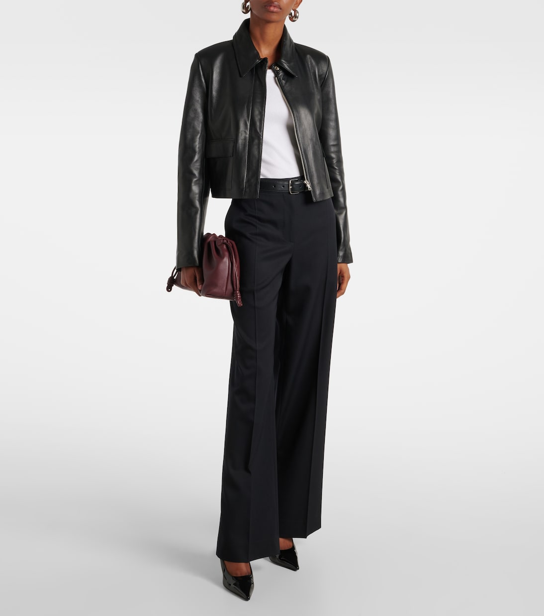 Giacca cropped Bleeker in pelle | Nour Hammour