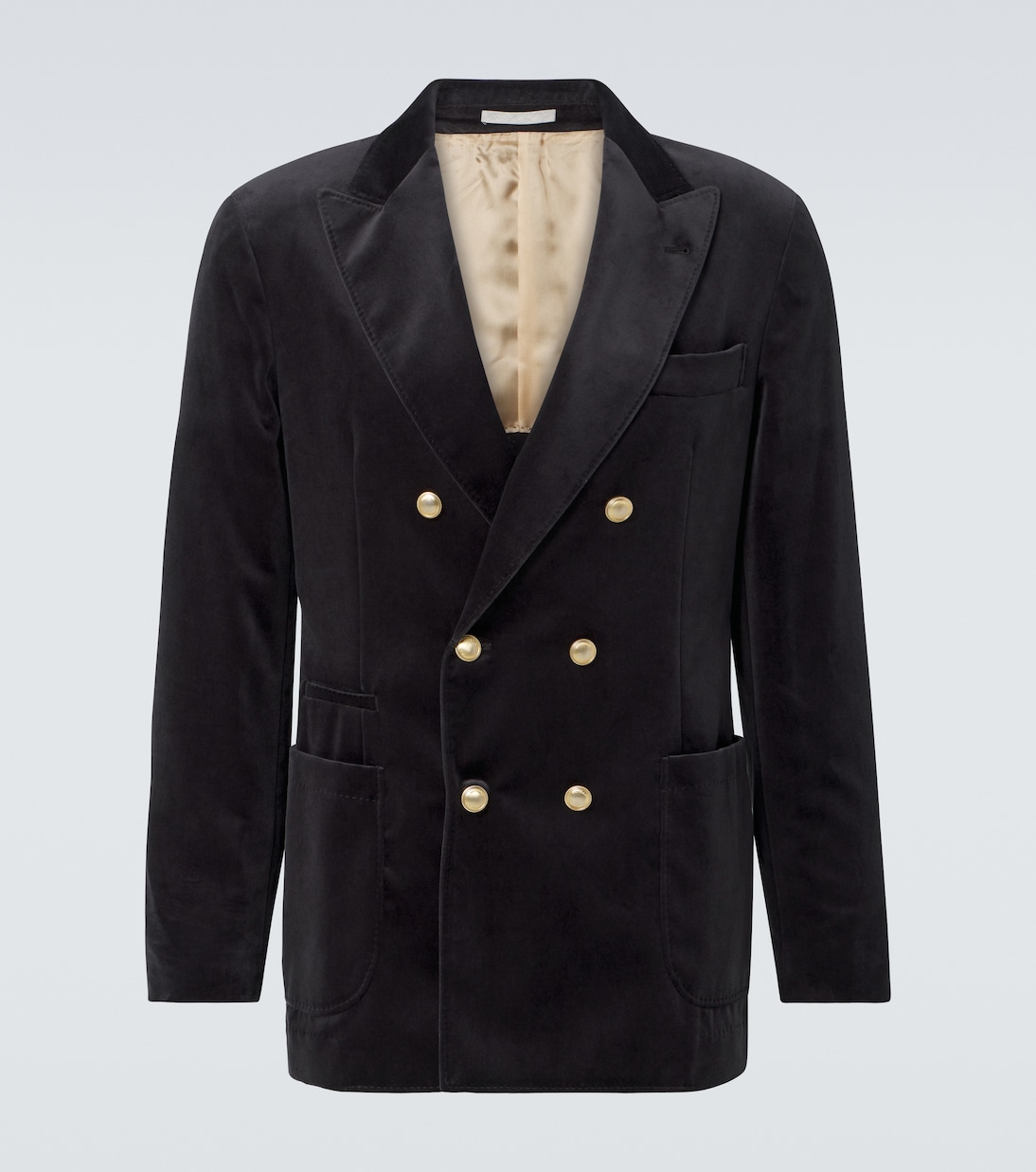Double-breasted cotton velvet blazer | Brunello Cucinelli