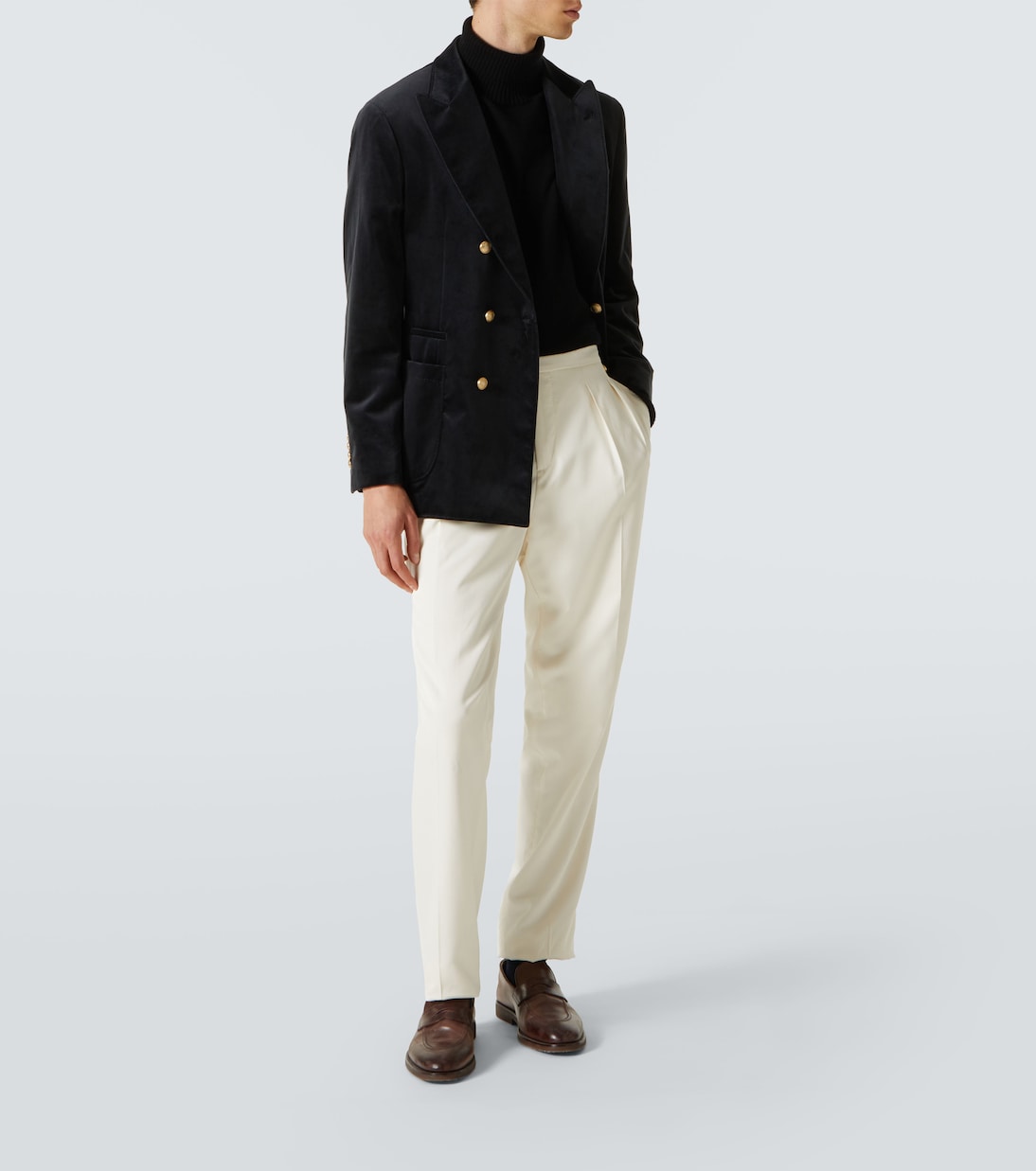 Double-breasted cotton velvet blazer | Brunello Cucinelli