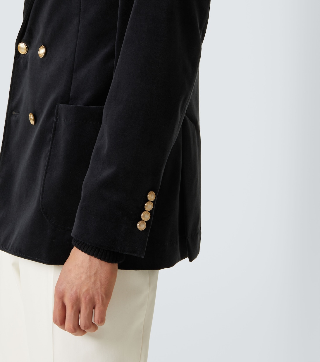 Double-breasted cotton velvet blazer | Brunello Cucinelli