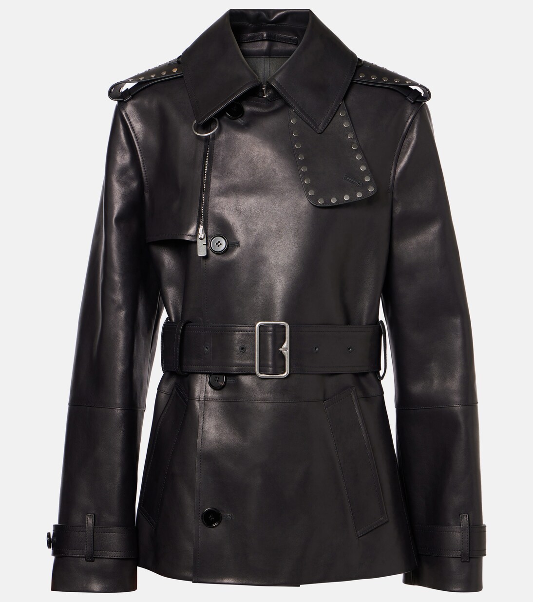 Studded leather jacket in black Burberry Mytheresa