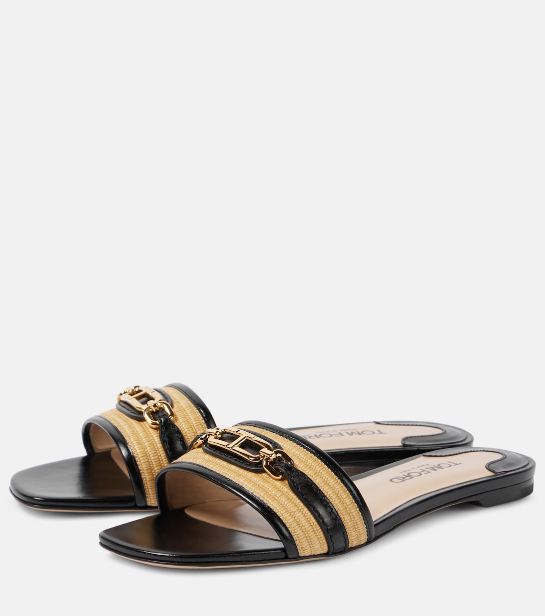 Whitney leather and raffia slides | Tom Ford