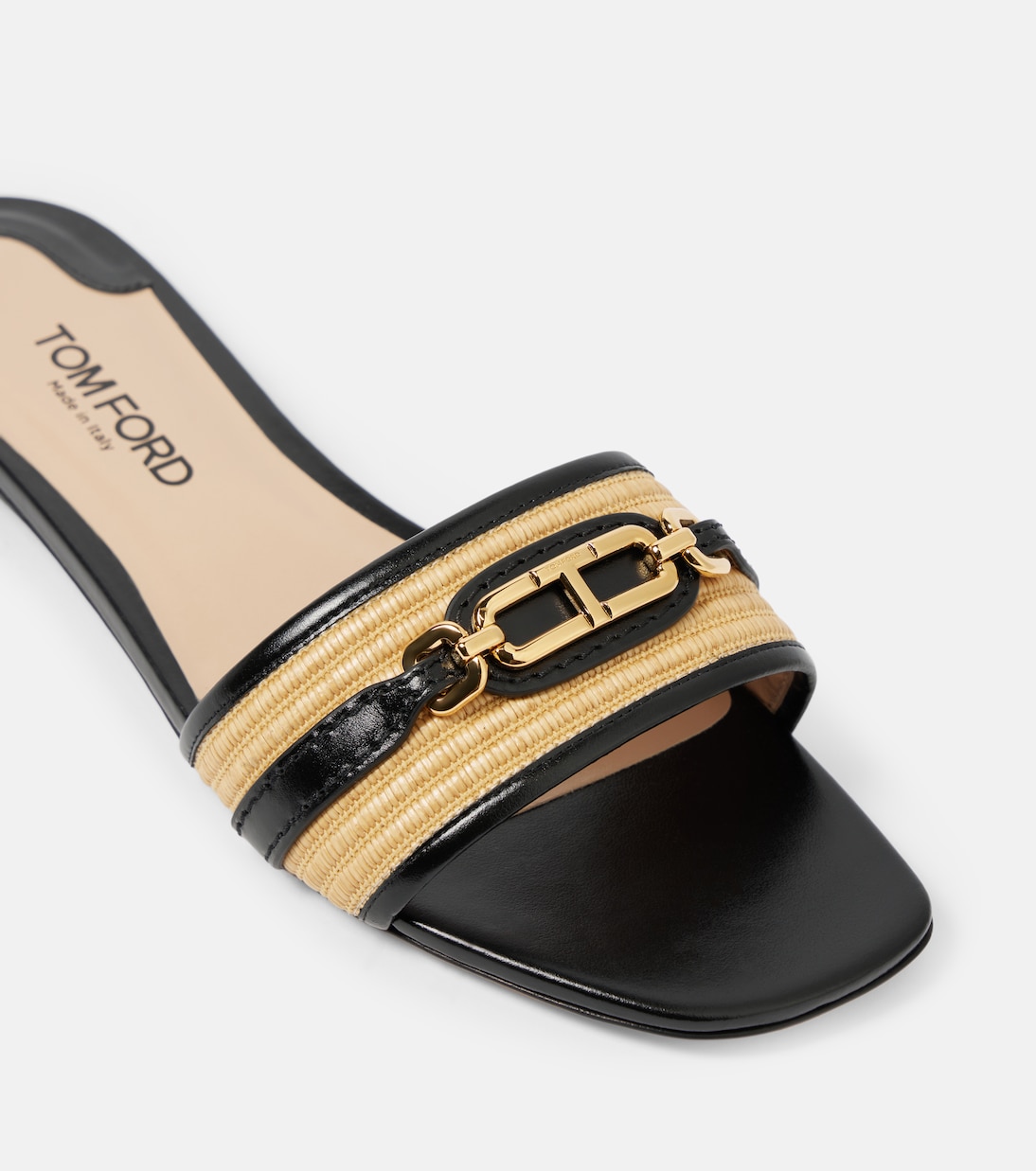 Whitney leather and raffia slides | Tom Ford