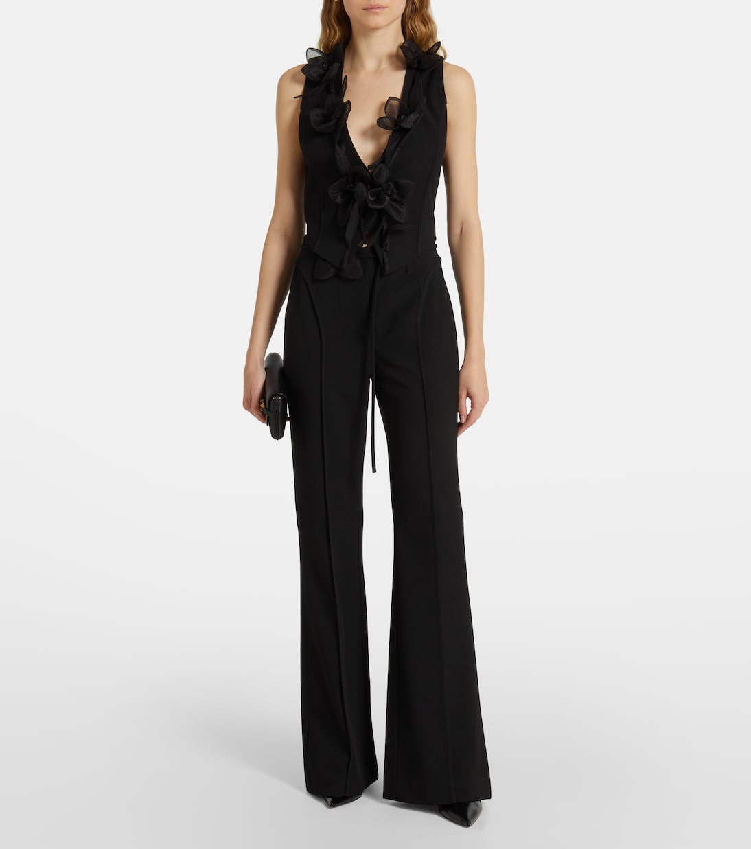 Pantalones flared de tiro alto con apliques | Rotate