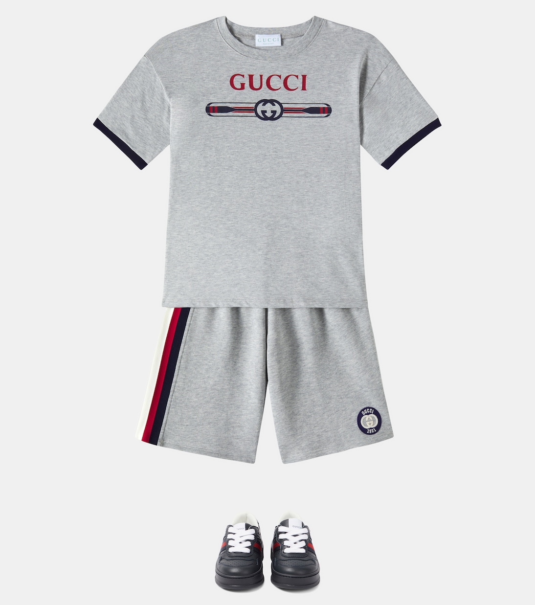 Logo cotton jersey T-shirt in grey - Gucci Kids | Mytheresa