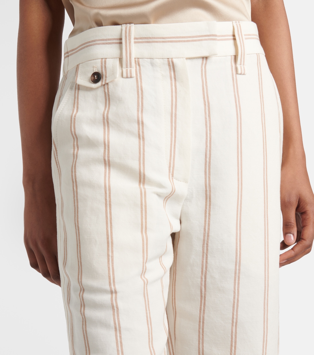 Pantalon chino rayé en lin et coton | Brunello Cucinelli