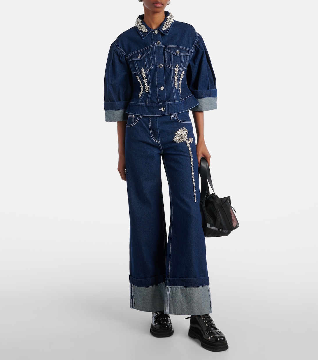 Jeansjacke Turbo mit Kristallen | Simone Rocha
