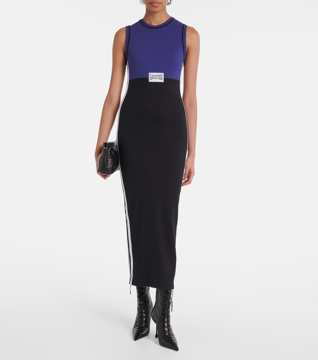 Abito midi in misto cotone a coste | Jean Paul Gaultier