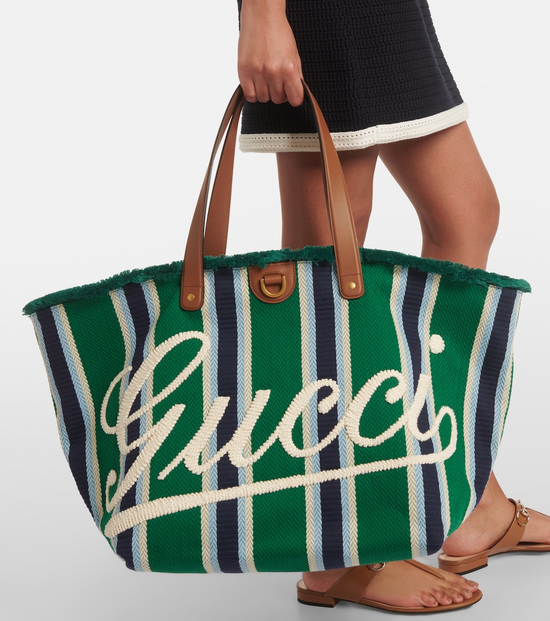 Large logo embroidered canvas tote bag | Gucci
