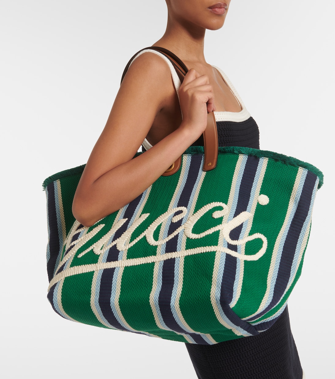 Large logo embroidered canvas tote bag | Gucci