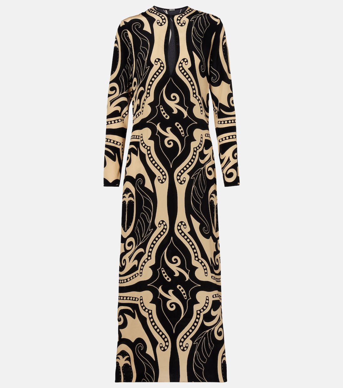 Vestido largo de seda estampado | Johanna Ortiz