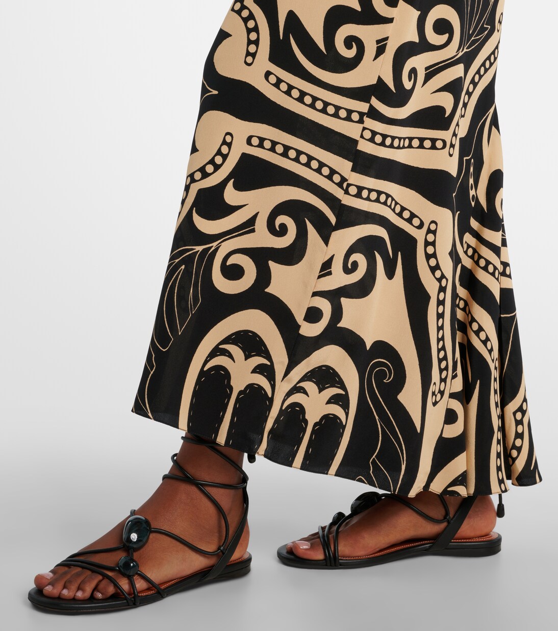 Vestido largo de seda estampado | Johanna Ortiz