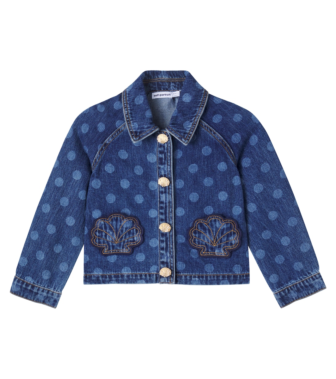 Polka-dot patch-appliqué denim jacket | Self-Portrait Kids
