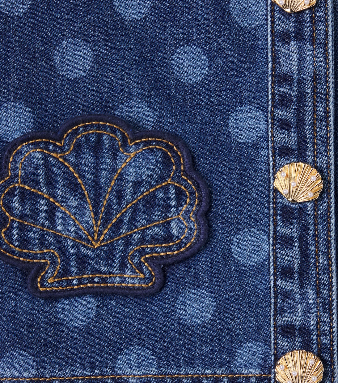 Polka-dot patch-appliqué denim jacket | Self-Portrait Kids