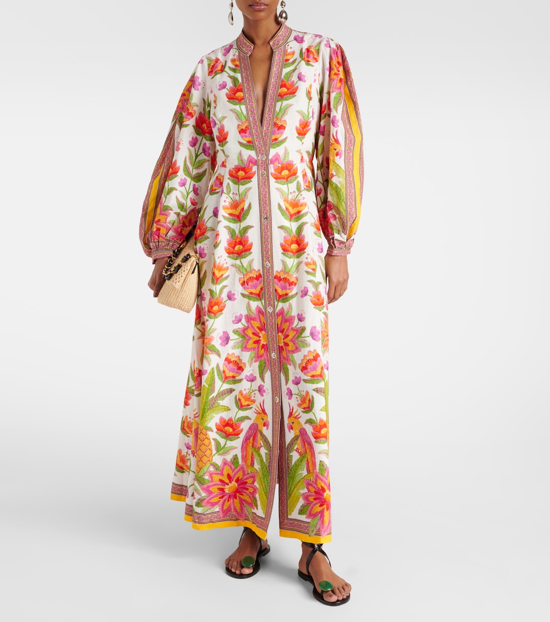 Maxikleid Ararais aus einem Leinengemisch | Farm Rio