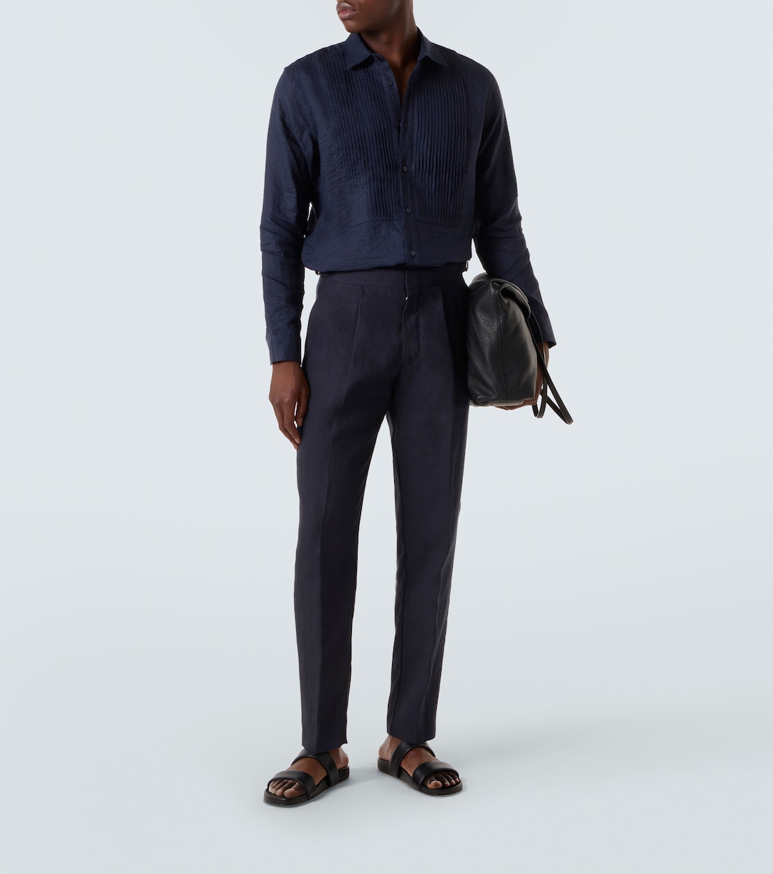 Giles cotton and linen tuxedo shirt | Orlebar Brown