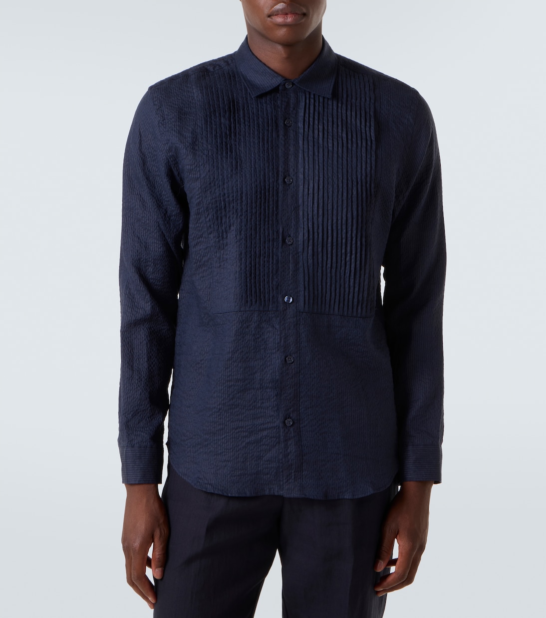 Giles cotton and linen tuxedo shirt | Orlebar Brown