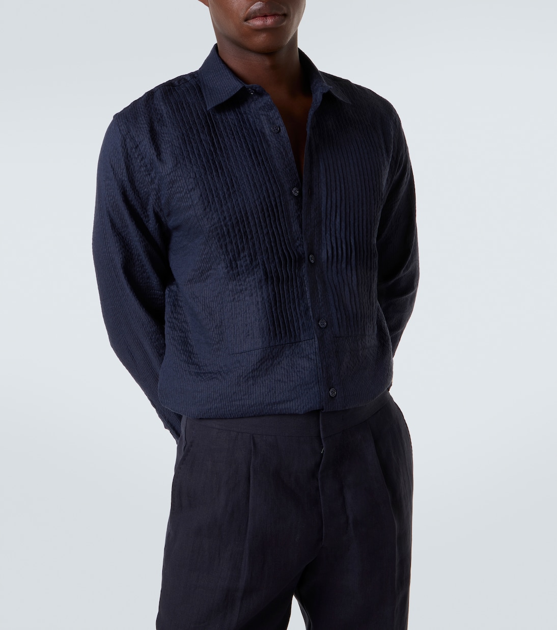 Giles cotton and linen tuxedo shirt | Orlebar Brown
