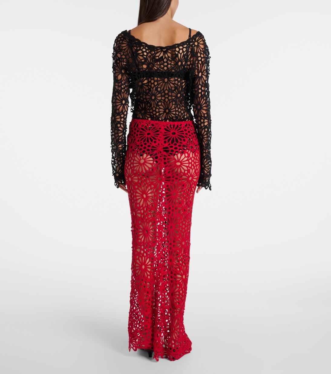 Obie cotton-blend crochet maxi skirt | Norma Kamali