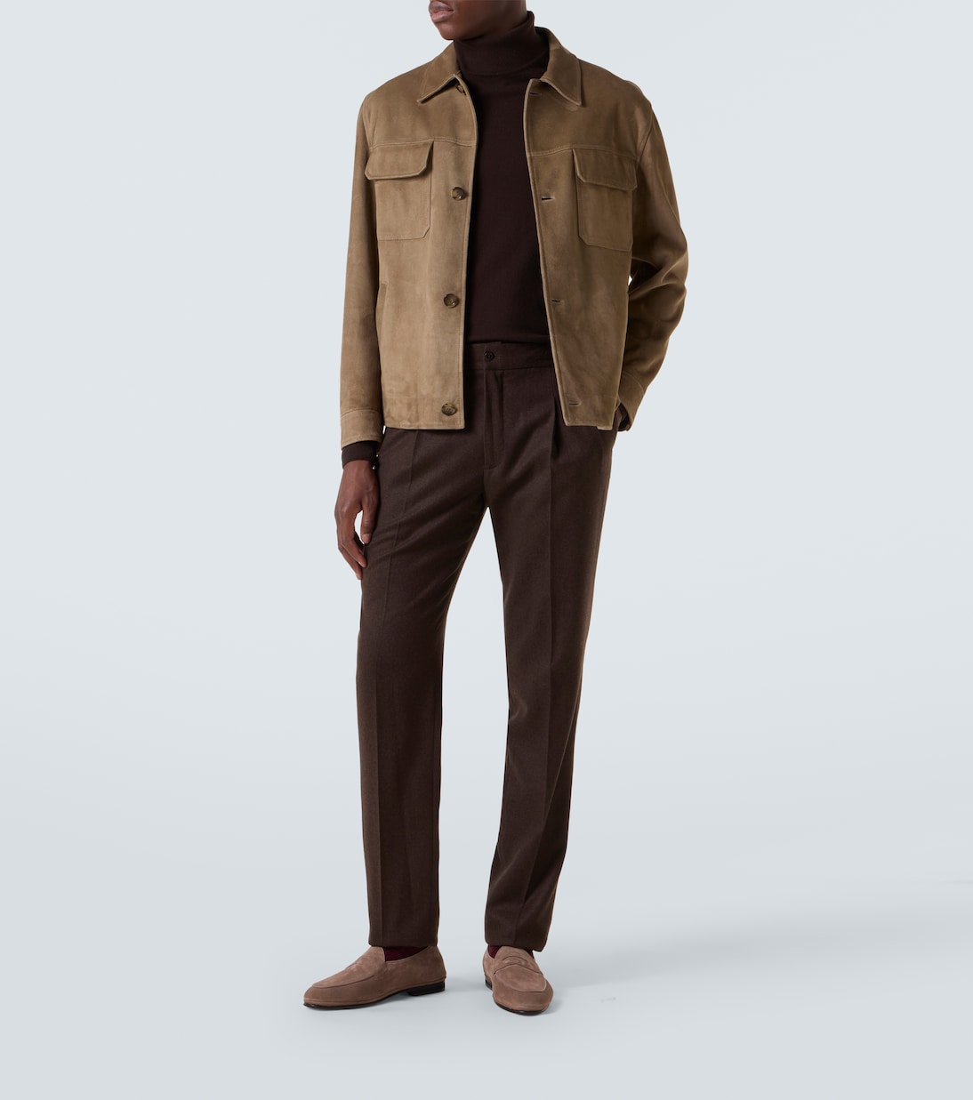 Virgin wool flannel tapered pants | Rubinacci