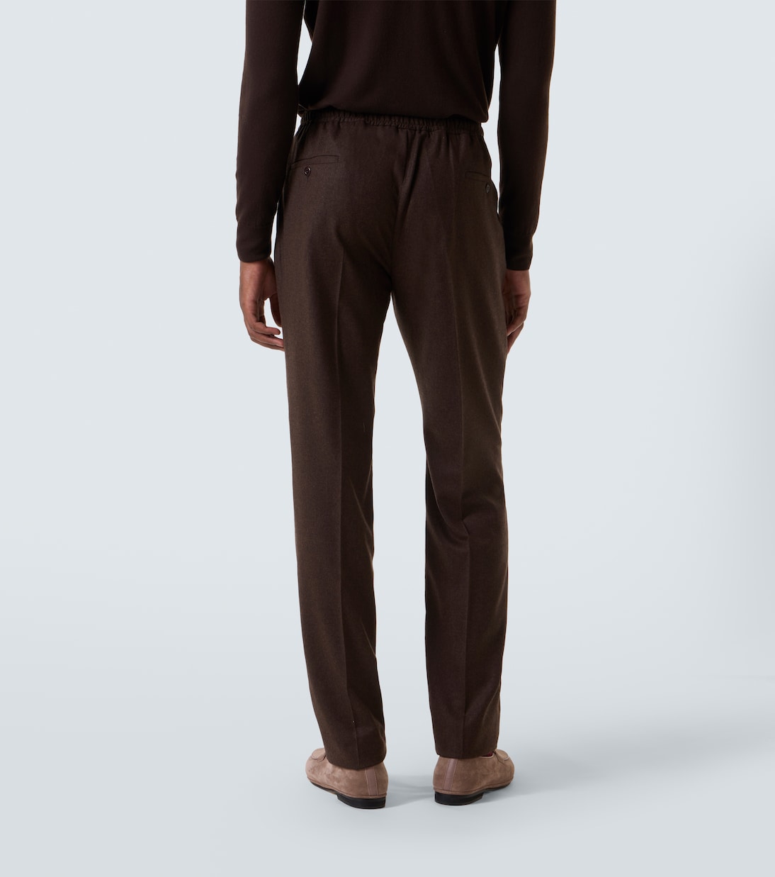 Virgin wool flannel tapered pants | Rubinacci