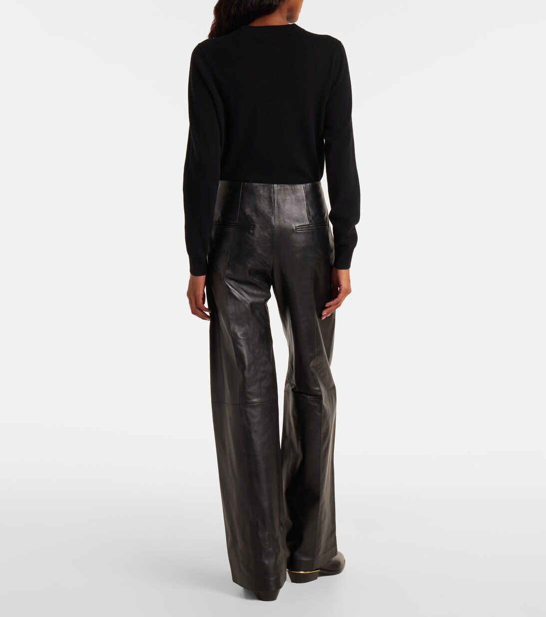 Pantalon ample Ciara à taille haute en cuir | Isabel Marant